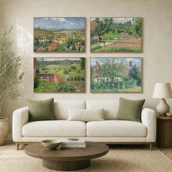 Set of 4 — Pissarro — The Quiet Fields of Pontoise